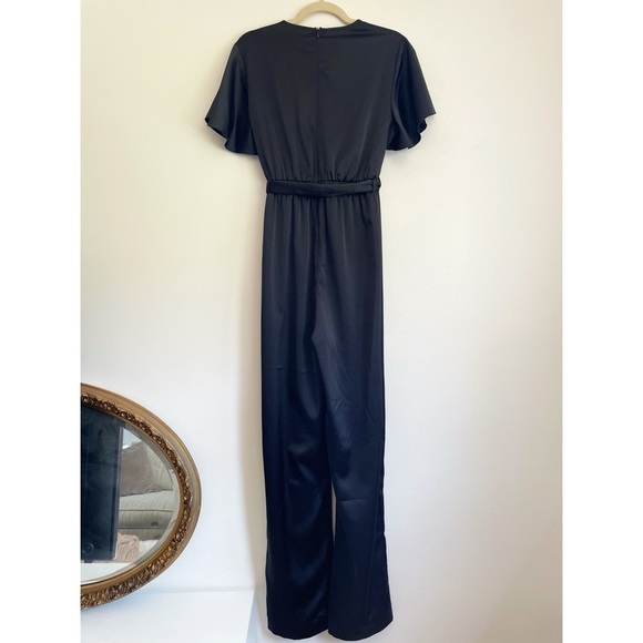 Kendall Kylie Satin disco Jumpsuit wrap belt going out club party event formal - Picture 5 of 16